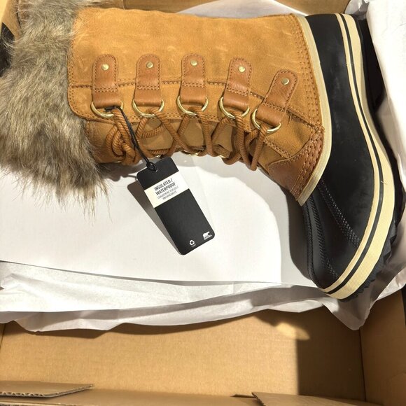 Sorel Joan Of Arctic Womens Waterproof Suede Boots Camel Black 8.5 NWT MSRP 240 - Picture 5 of 8